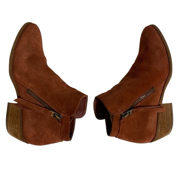 SAM EDELMAN Packers Burnt Orange Booties Rust Suede Leather Ankle Boots Size 5.5 - Picture 6 of 11